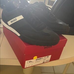 HUGO Black and White Men's Sneakers